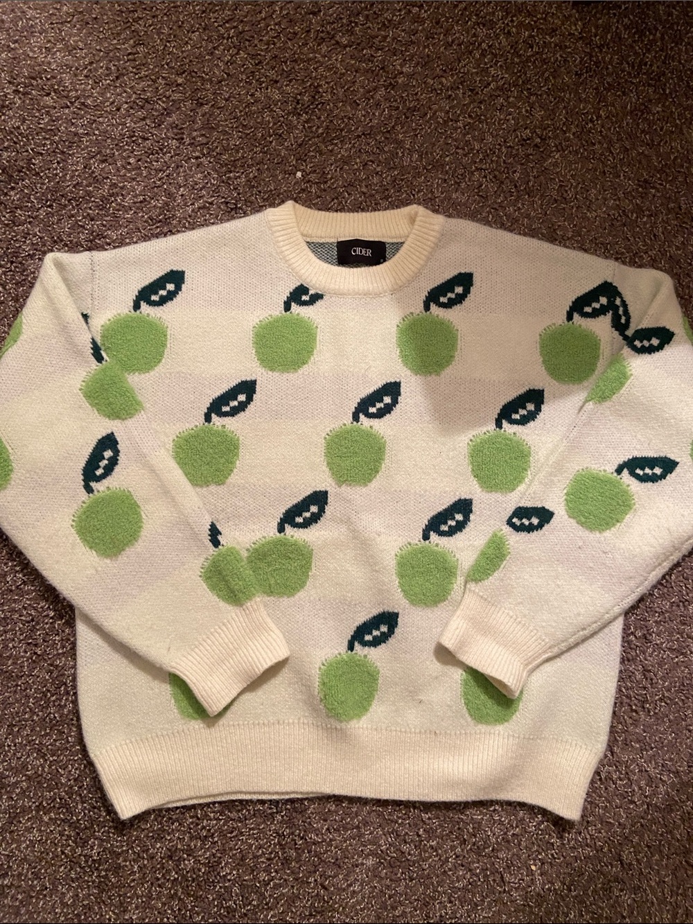 cider cream apple fruit pullover oversized sweater - Picture 1 of 3